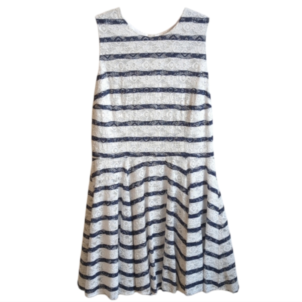 Maison Jules Navy and White Striped Sleeveless Dress Size Extra Large
